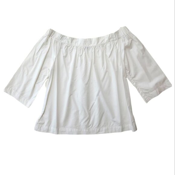 Madewell White Bardot Neckline 3/4 Sleeve Boho Top Like New - Picture 1 of 7